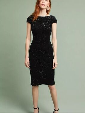 ✨Anthropologie Dress the Population Marcella Sequin Black Sequin Size M